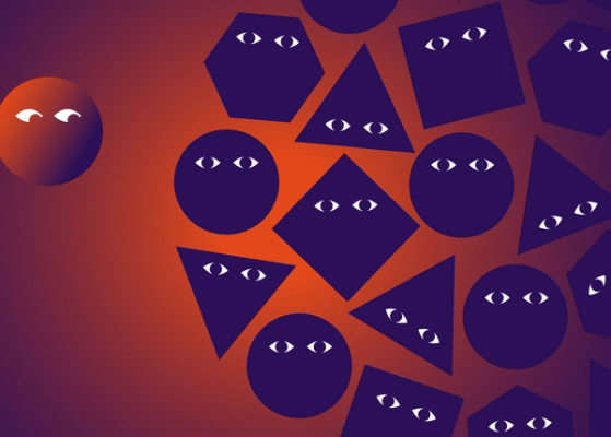 Design of square and circle shapes with eyes