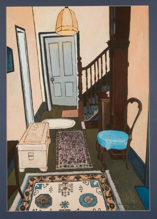Painting of the entryway into a house