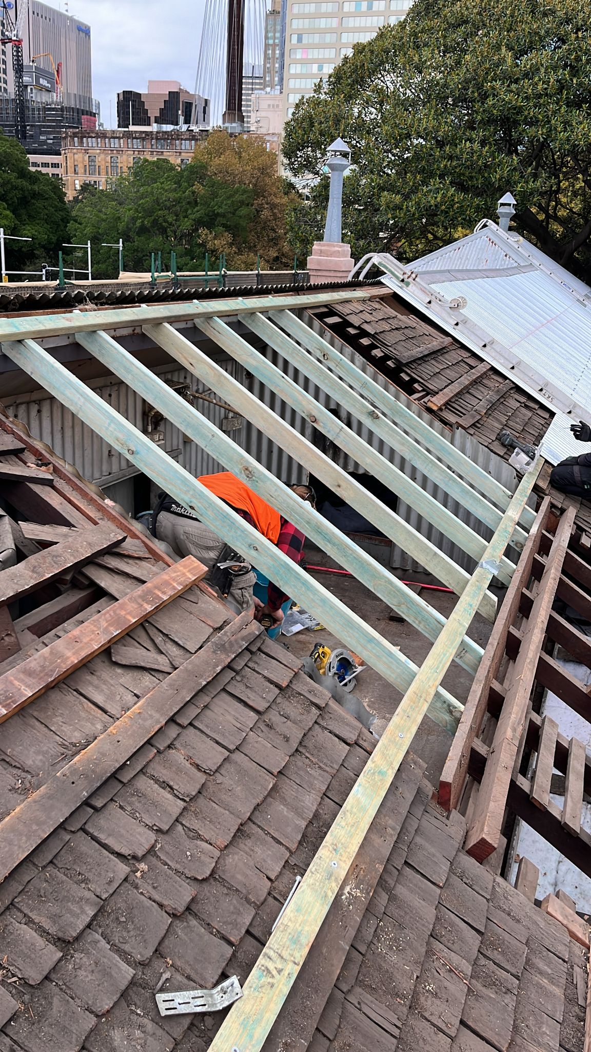 Repair to missing section of roof structure