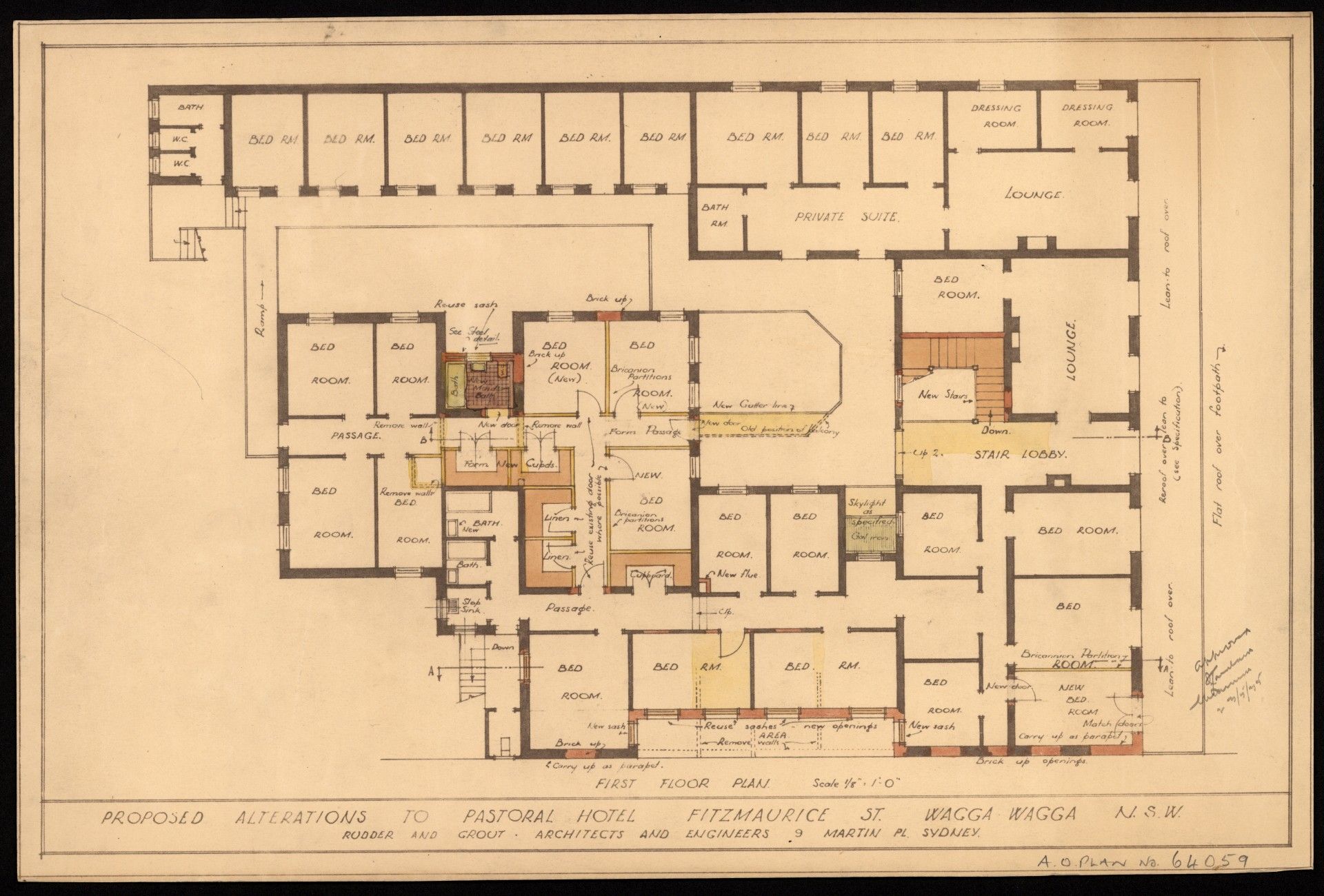 plan of the Pastoral Hotel in Wagga Wagga