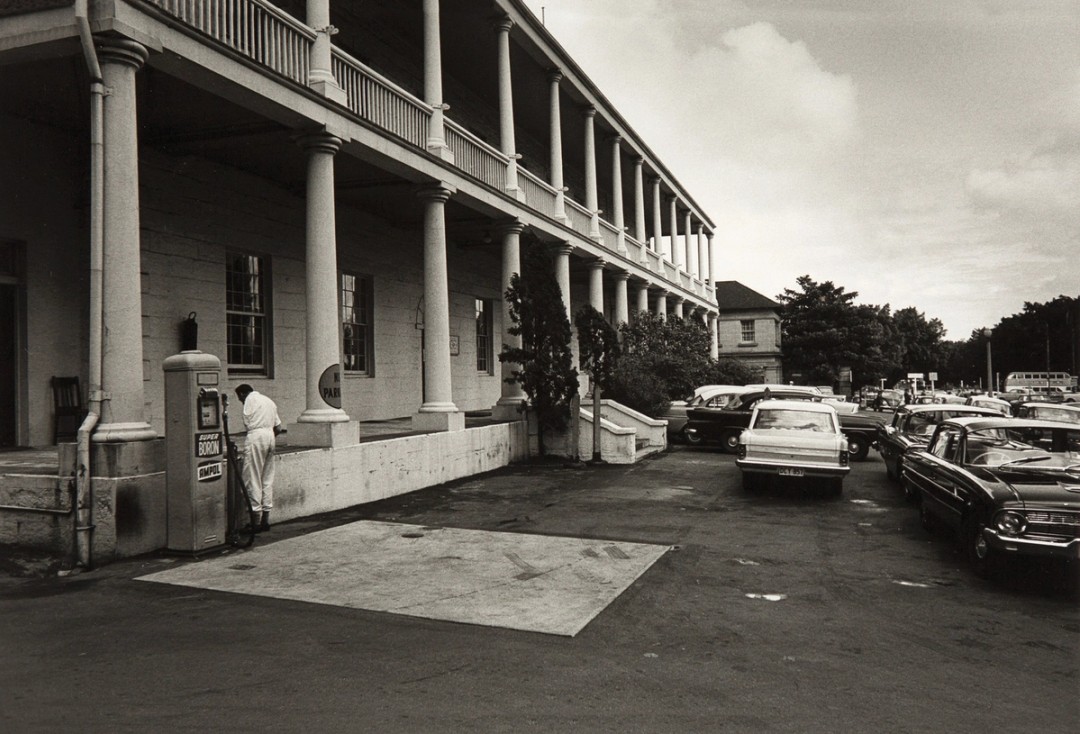Petrol pump with attendant, Ministerial Motor Depot, the Mint