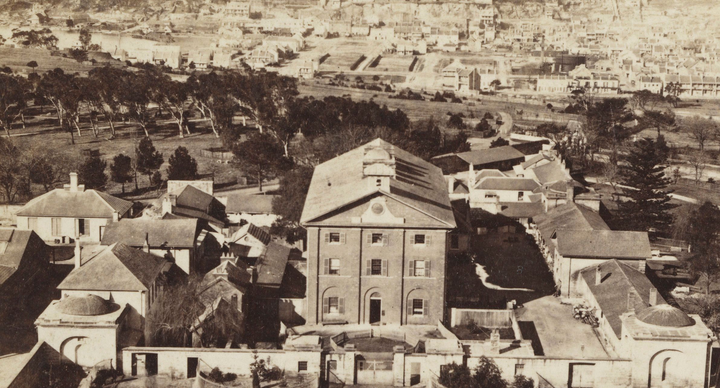 Black and white image of a building