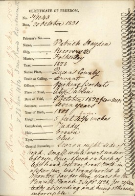 Convict Certificate of Freedom