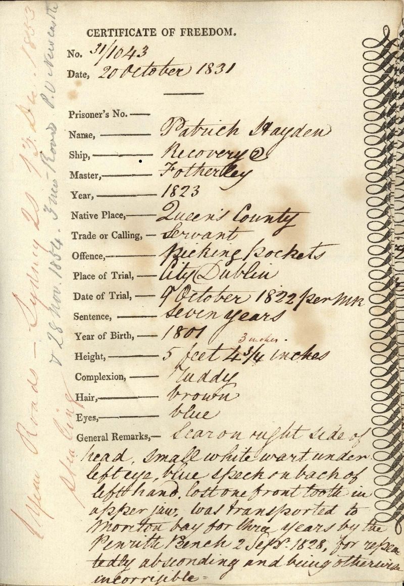 Convict Certificate of Freedom