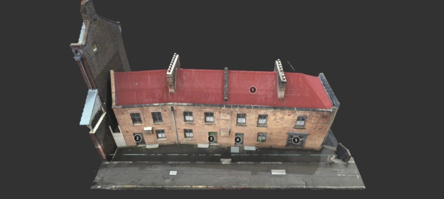 3d model of a block of terrace houses