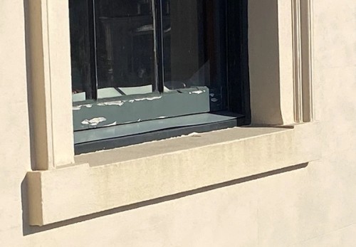 Damage to window frame at Elizabeth Bay House