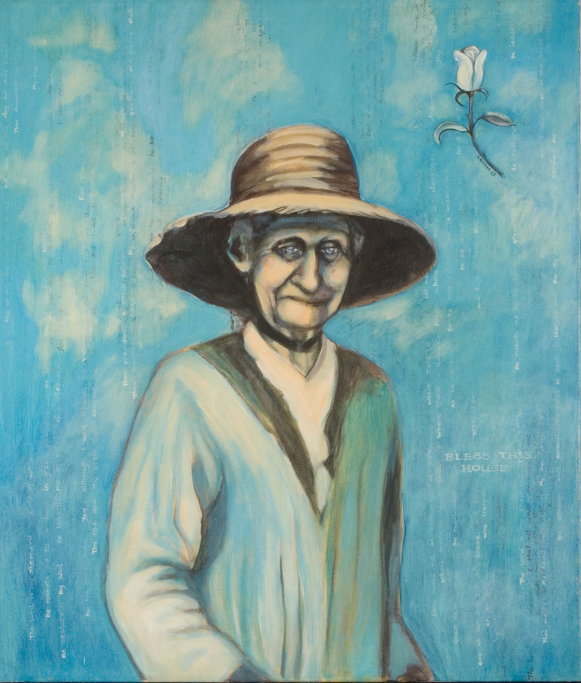 Portrait painting of a woman in a sun hat