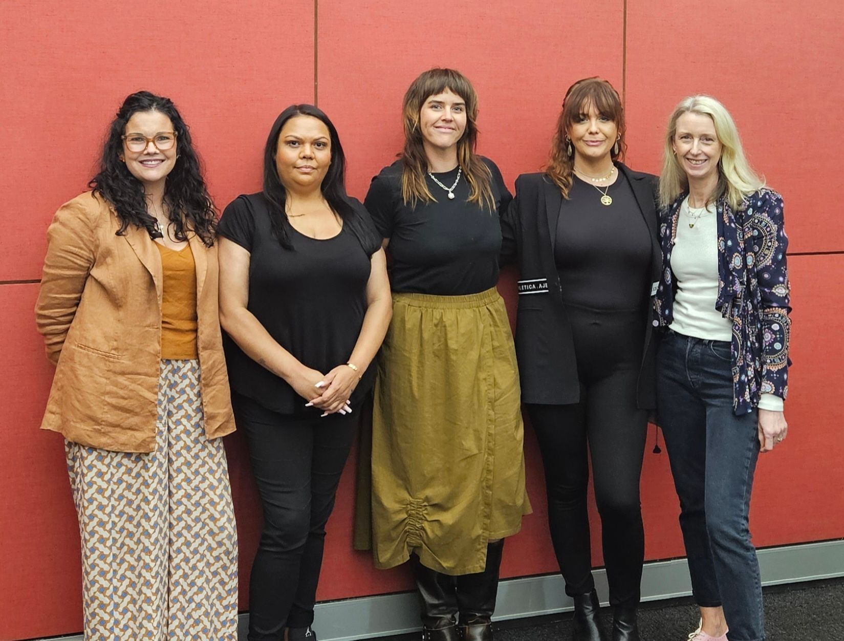 From left: Gulwanyang Moran, Alinta Trindall, Beth Thorber, Amie Martin and Emily Hanna from our First Nations Community Access to Archives team. Photo Gulwanyang Moran © Museums of History NSW