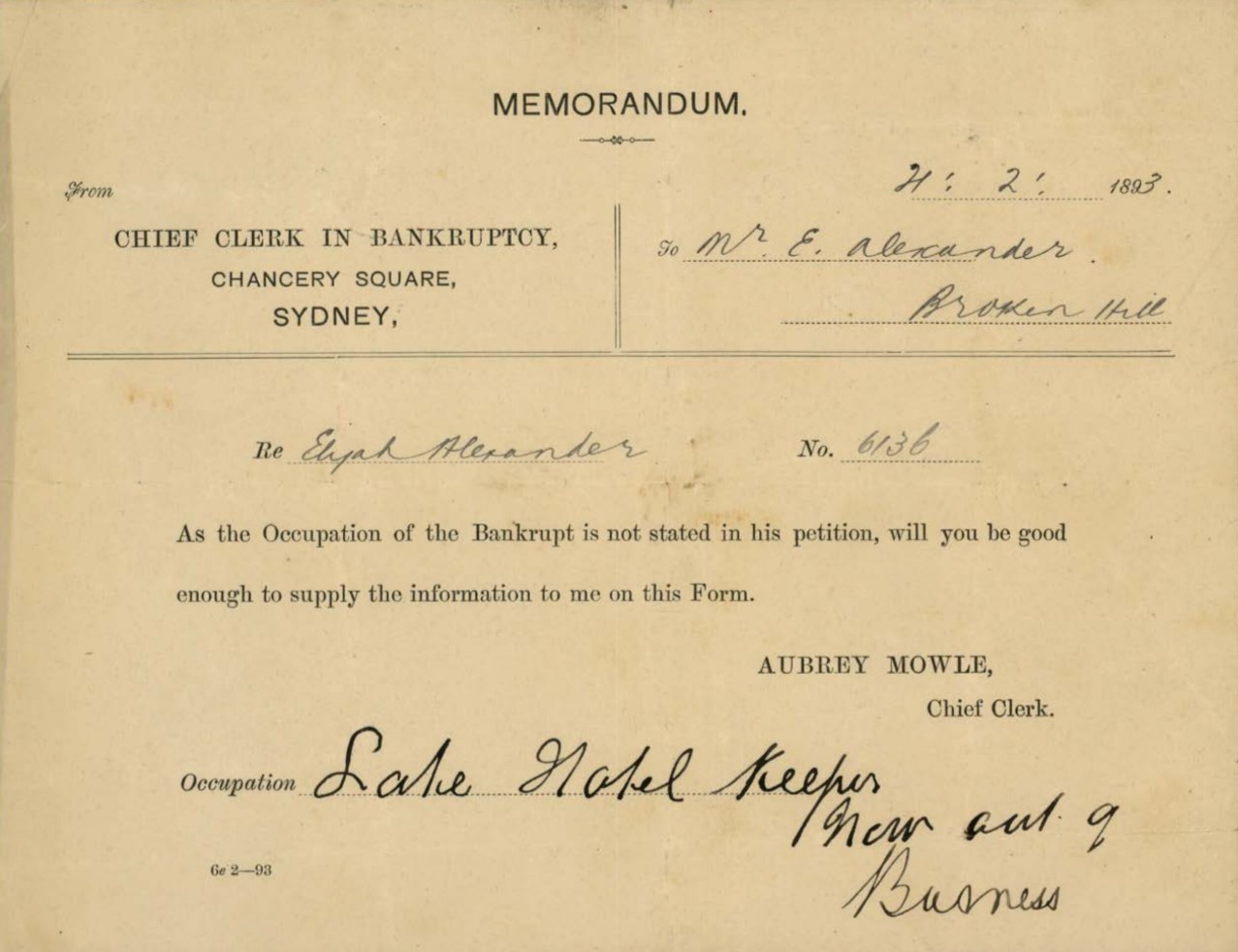 Page from the bankruptcy file