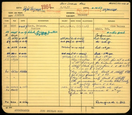 Public sector employee history card