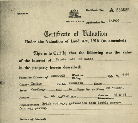 Probate file for Ida Cohen