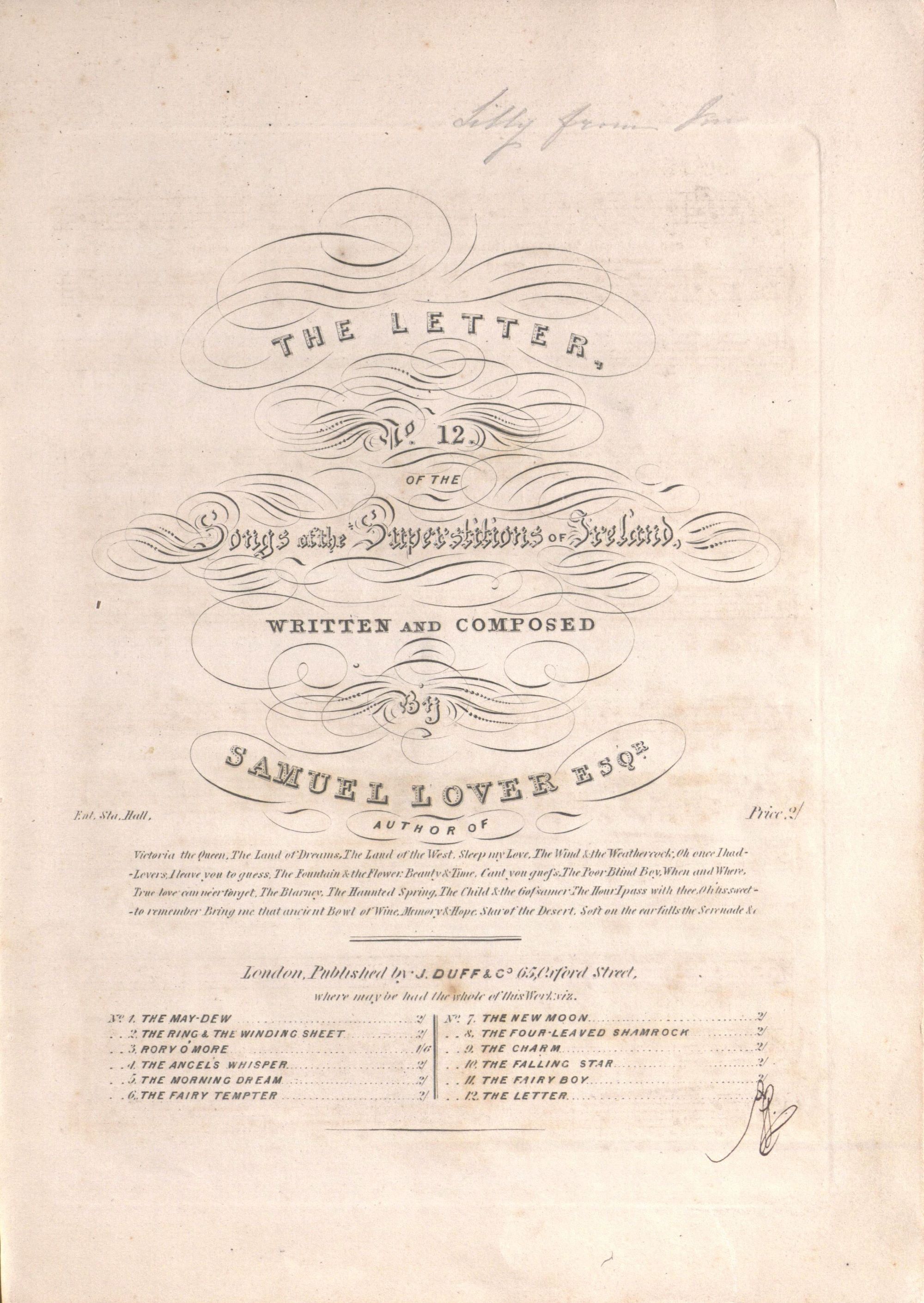 Cover page of sheet music The Letter