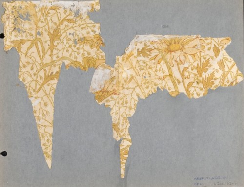 Wallpaper fragment, floral design, 1880s. 