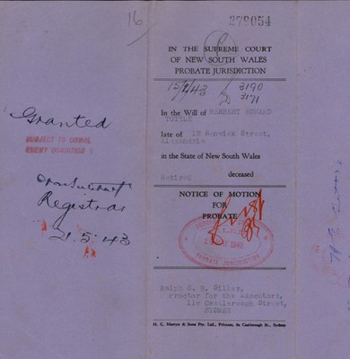 Probate file for Herbert Edward Tottle