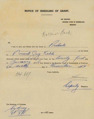 page from the probate file