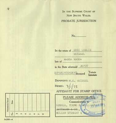 Probate file for Eric Weissel