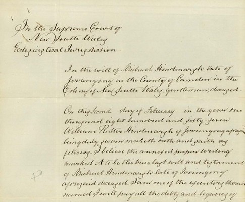 Probate file for Michael Hindmarsh