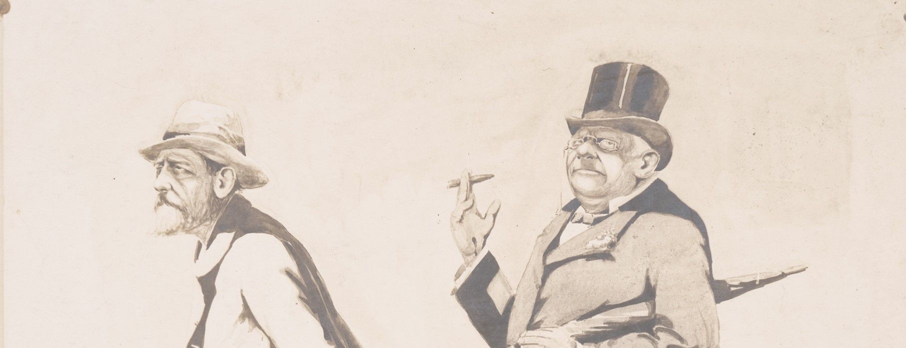 Cartoon drawing of Louis Sullivan and Frank Lloyd Wright 