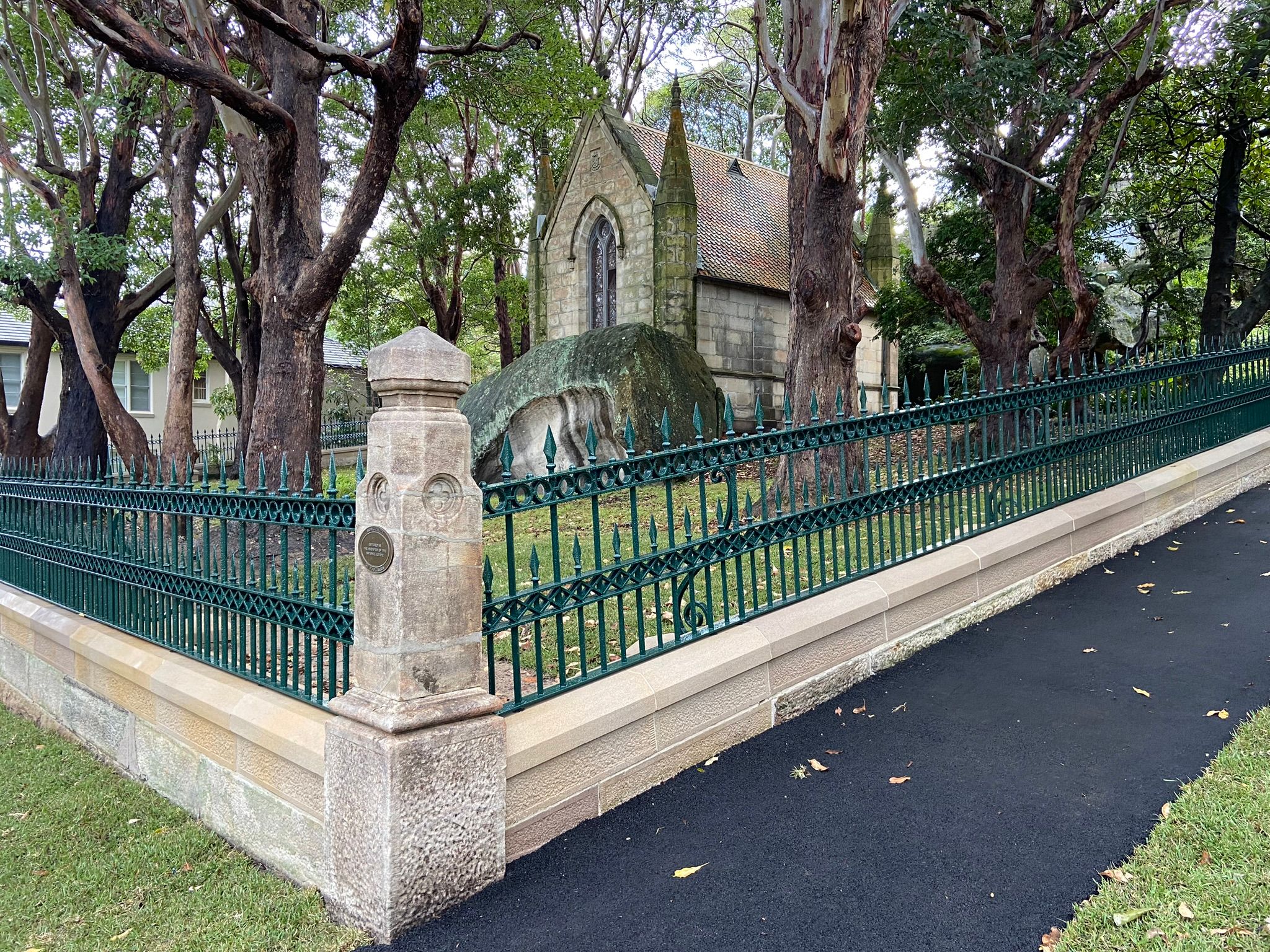Wentworth Mausoleum showing the restored perimeter fence