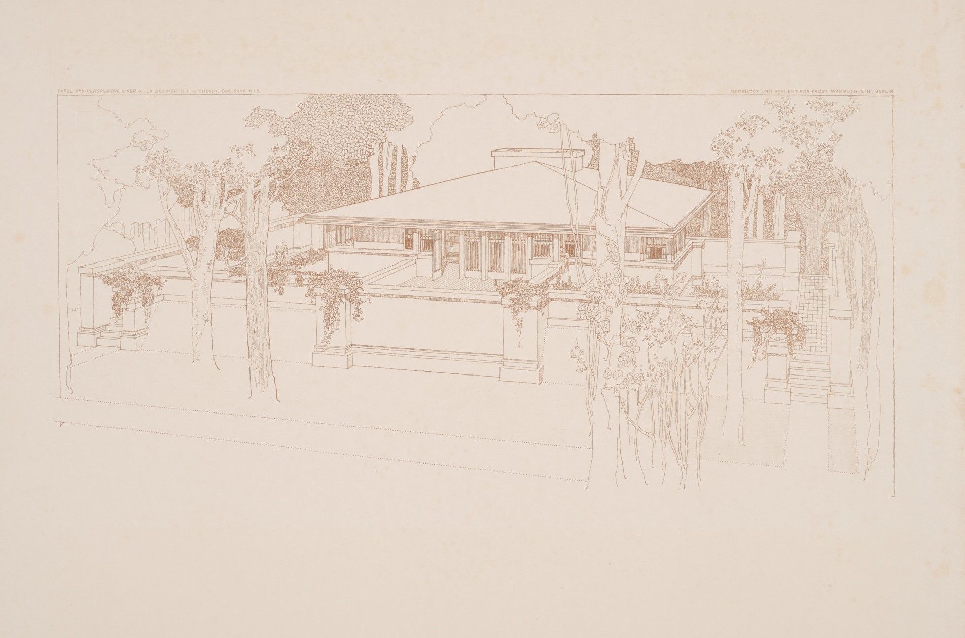 Drawing of the dwelling for Mr EH Cheney, Oak Park, Illinois