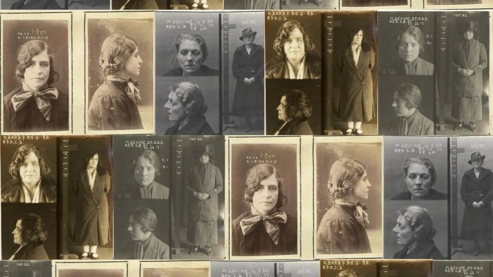 Composite image showing black and white mughsots of Kate Leigh and Tilly Devine