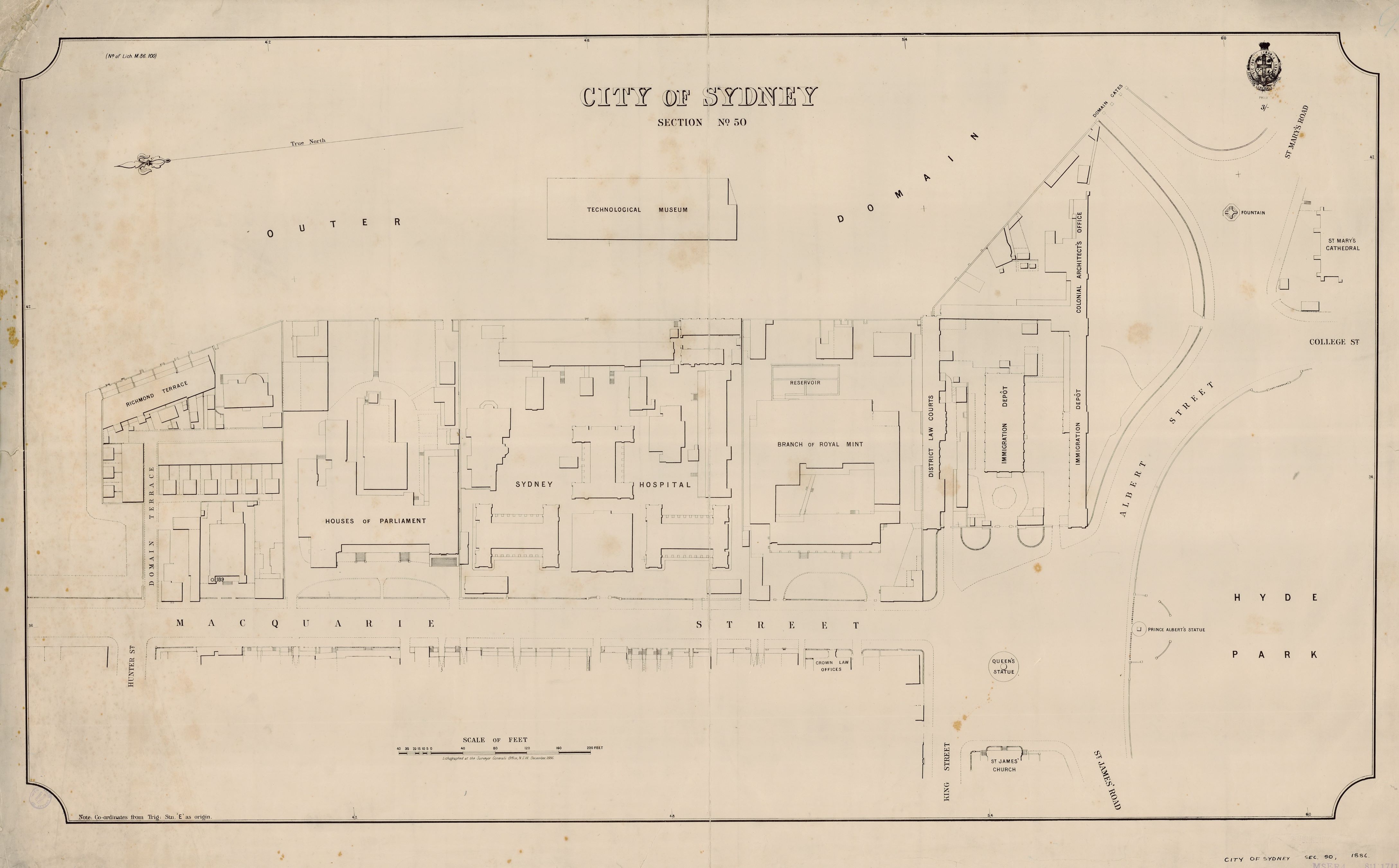 City of Sydney section 50 ... (detail), lithographed & printed at the Surveyor General’s Office, Sydney, 1886