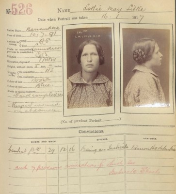 Mugshot of Lottie May Little, 1917