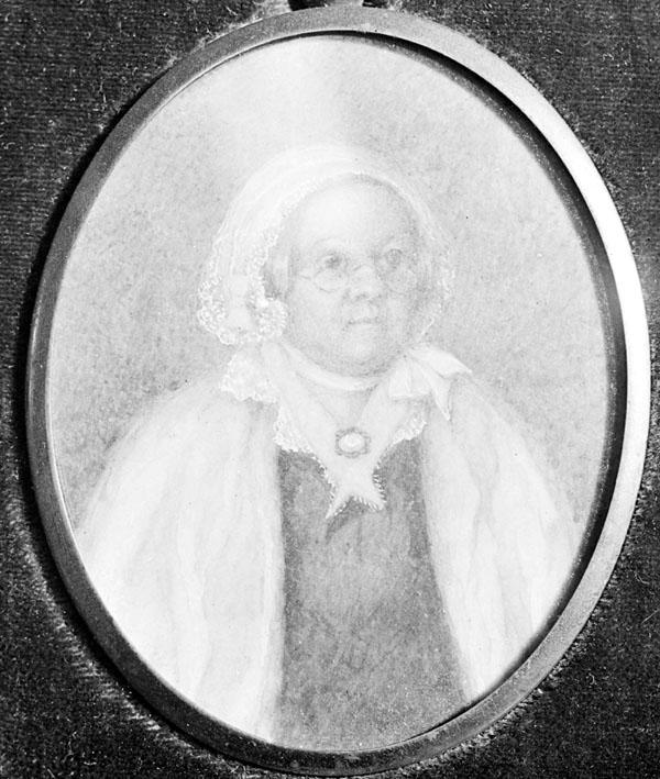 Oval shaped painting of Mary Reibey in what looks like her later years