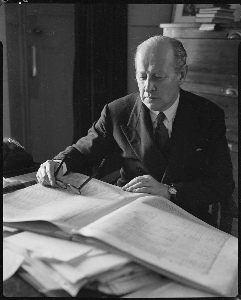 Eugene Goossens at his desk in 1950
