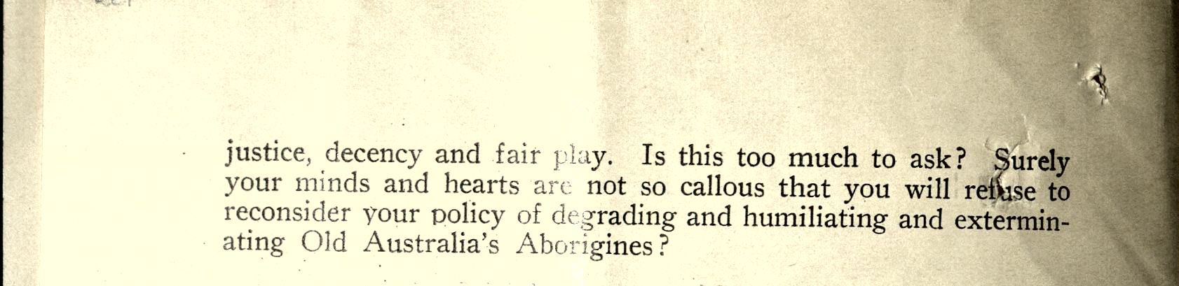 Page from the pamphlet - Aboriginies claim citizenship rights! 
