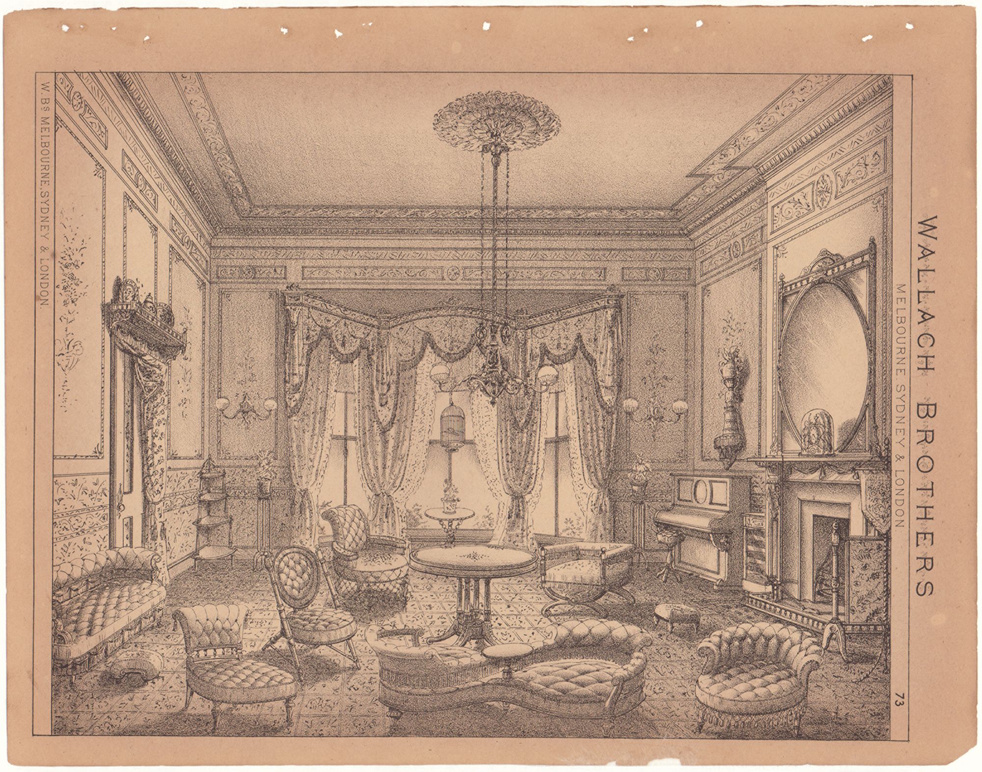 Illustration of a victorian formal living room