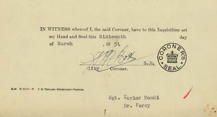 Screenshot showing the official seal of the Coroner