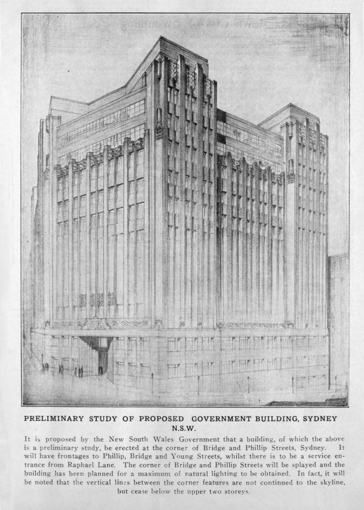 Page from a magazine showing a tall building