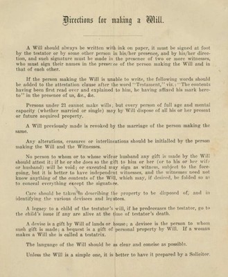 Directions for making a will, from a 1929 probate file