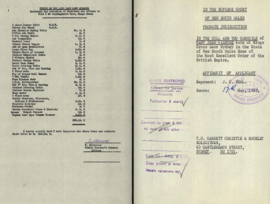 screenshot of digitised probate file