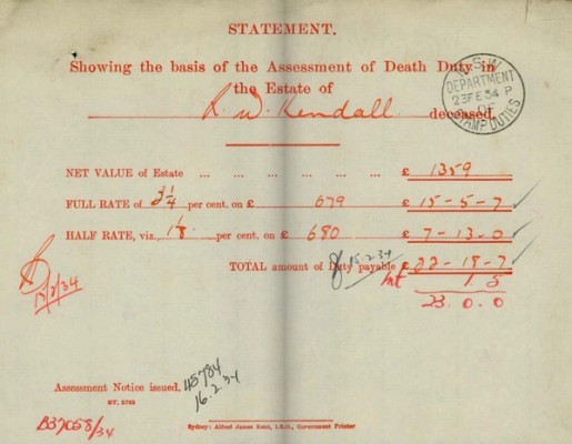 page for a deceased estate file