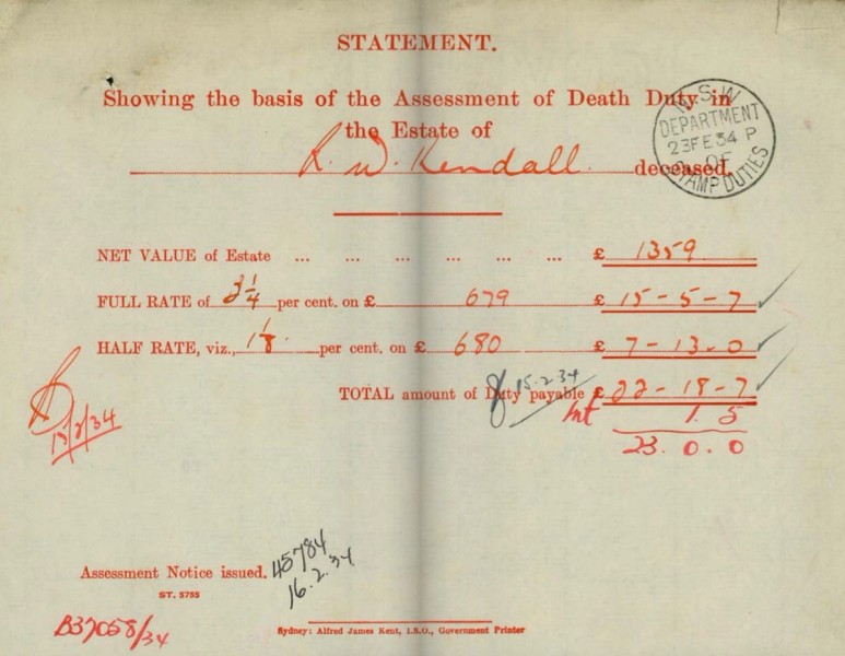 page for a deceased estate file