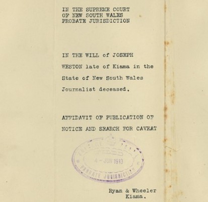 Probate file for Joseph Weston