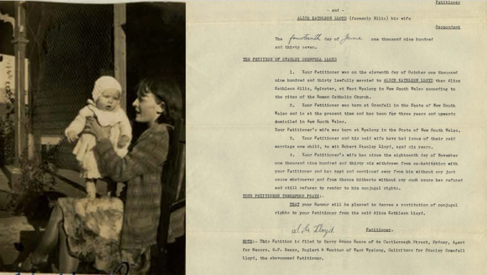 Page from the Divorce file of Stanley Grenfell Lloyd and Alice Kathleen Lloyd