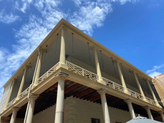 View of first floor verandah from ground level