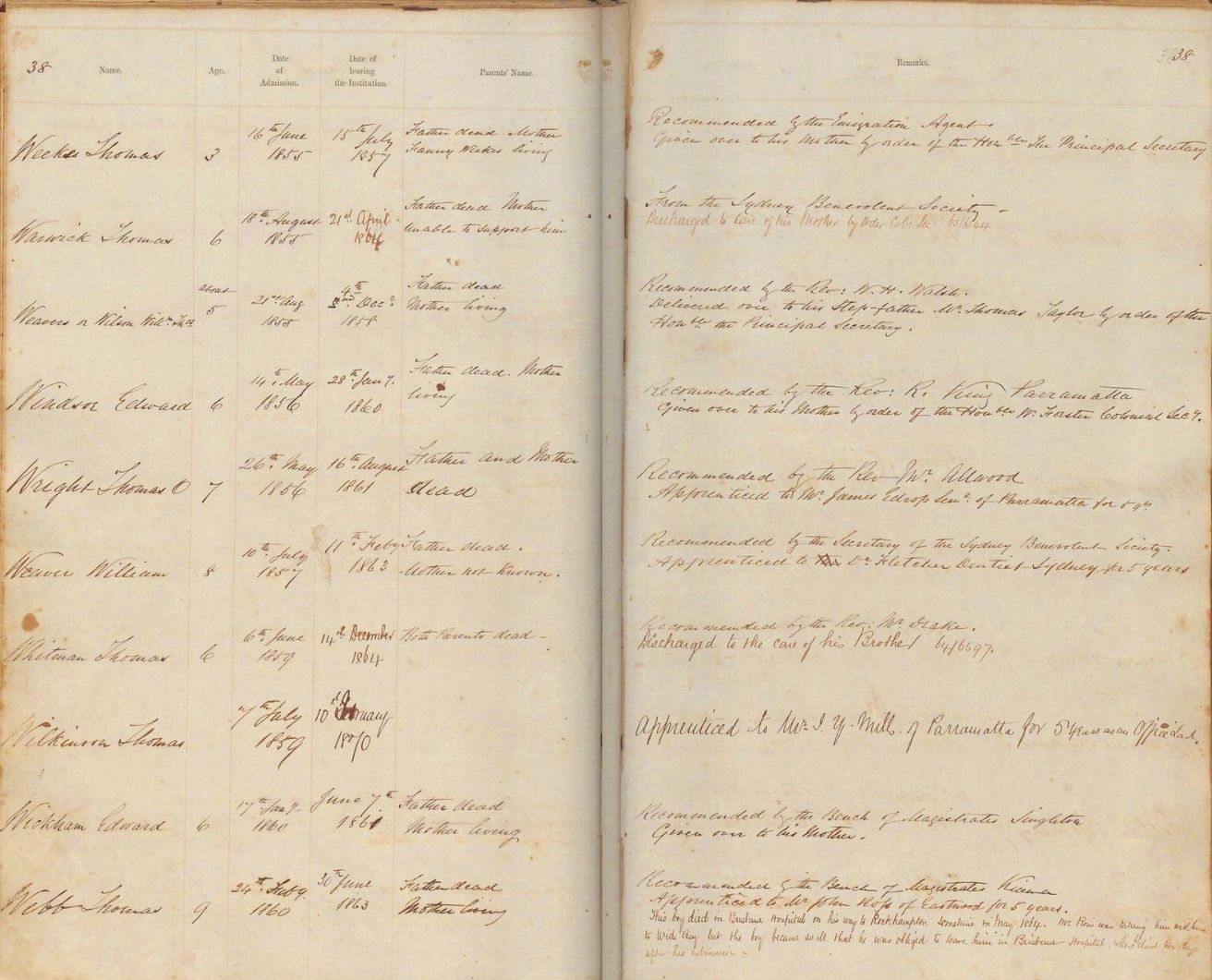 Page from the digitised register