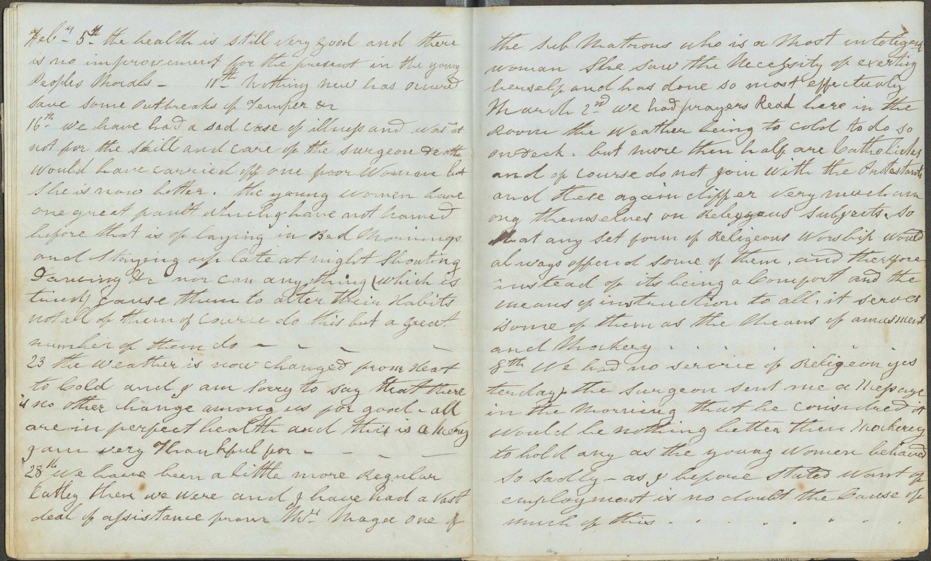 February entry in the diary