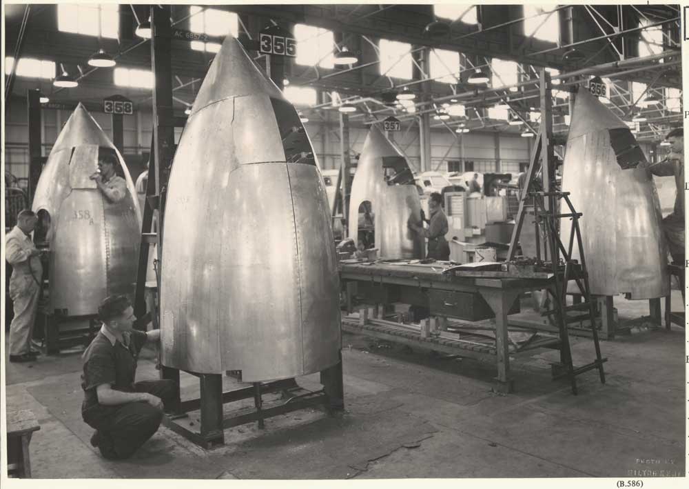 Factory workers assembling Beaufort Bombers