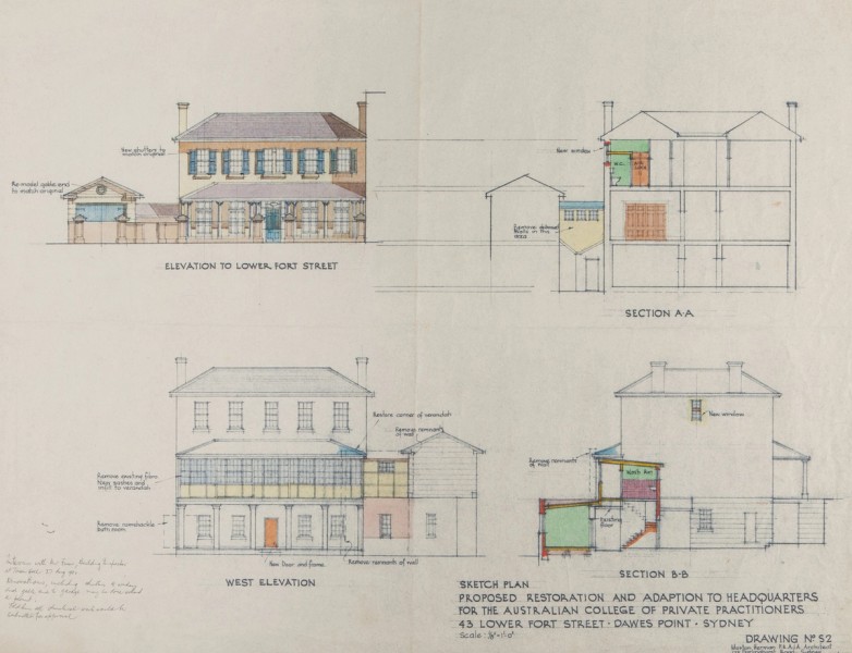 Set of 16 architectural drawings