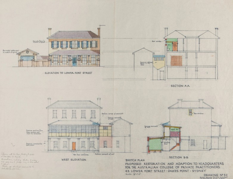 Set of 16 architectural drawings