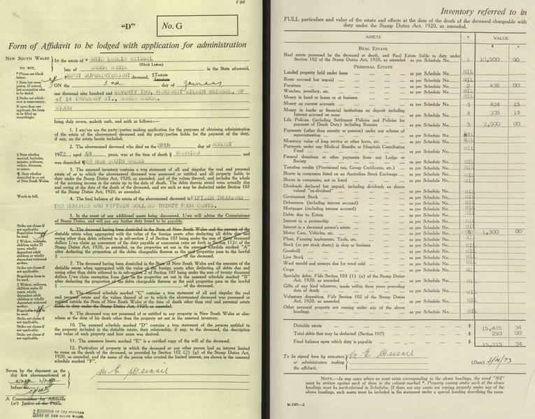 screenshot of digitised probate file
