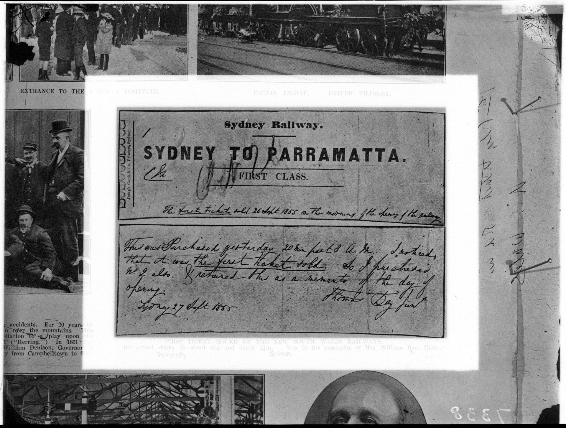 Copy of the first ticket issued on the Sydney to Parramatta line