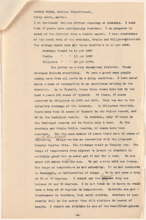 Page from a report of the Armidale area from a health aspect