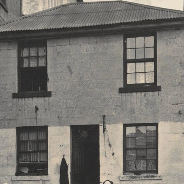 A sandstone two storey house