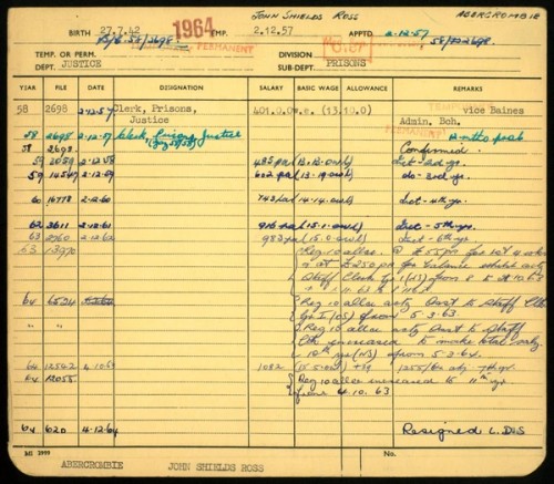 Public sector employee history card